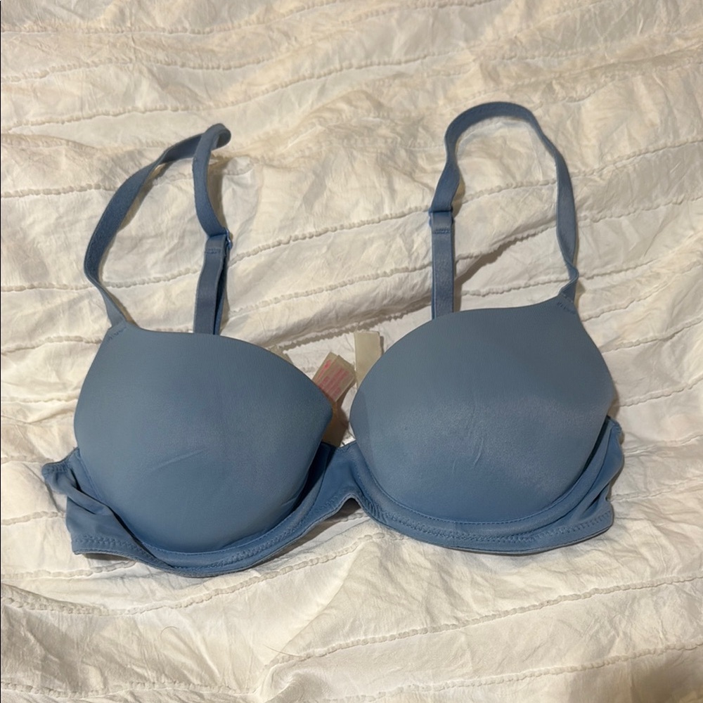 PINK Victoria's Secret Blue Bra with Molded Cups and Adjustable Straps